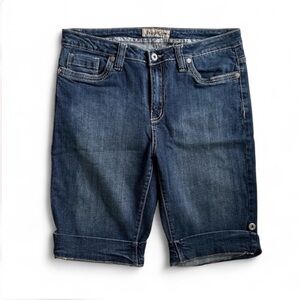 vintage y2k jorts with embroidered pocket designs